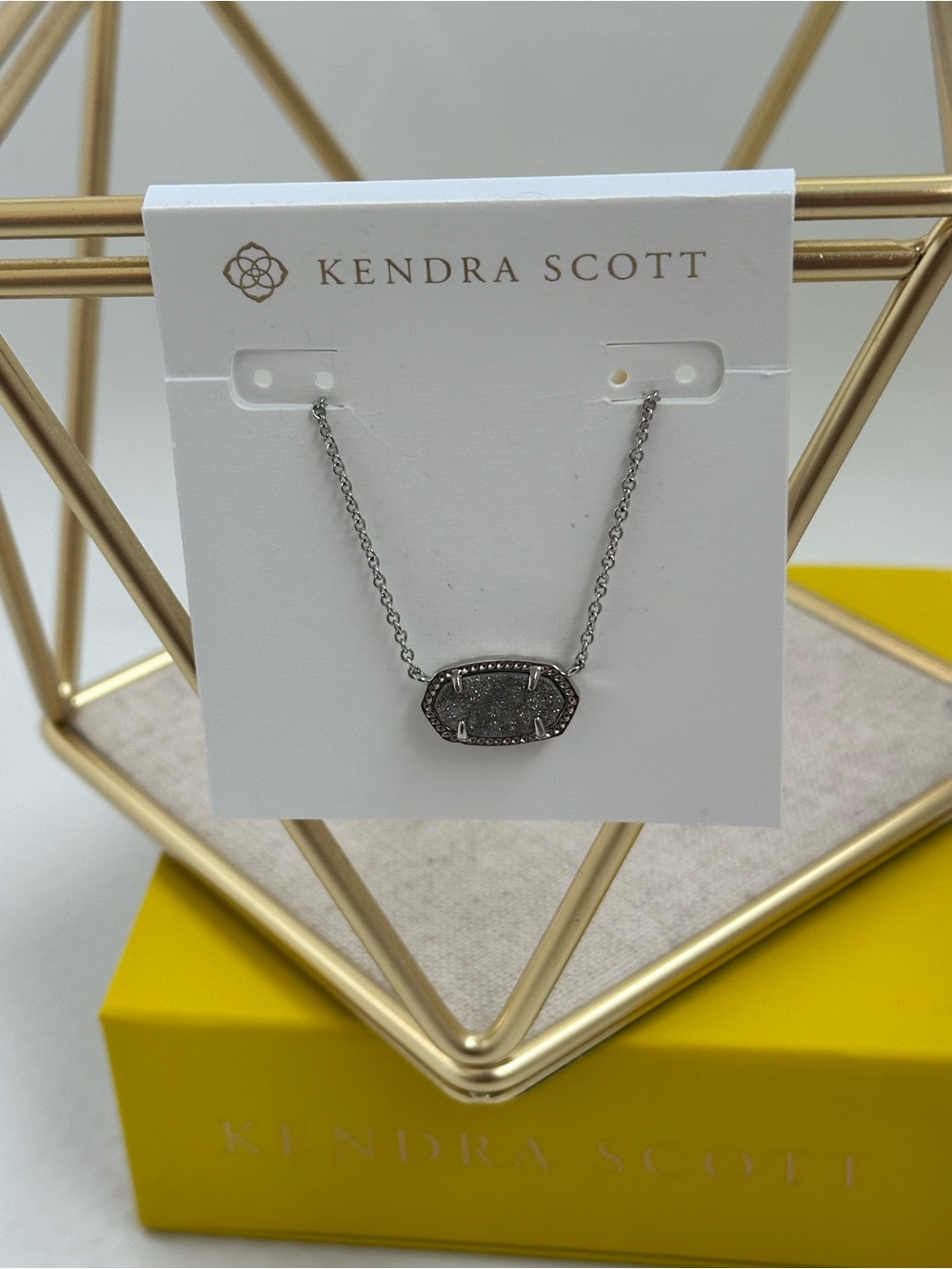 Kendra Scott Silver Sparkle Drusy Oval Necklace